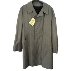 Vintage Mens Waterproof Plaid Balmacaan Car Coat Trench‎ Coat SZ 40R Man Men